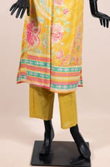 Mustard Color Cotton Embroidered Shirt with Cotton Pant and Cotton Printed Dupatta