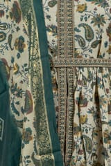 Cream Colour Modal Chanderi Print with Embroidered Shirt with Bottom and Chanderi Printed Dupatta