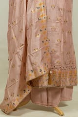 Peach Colour Dola Silk Embroidered Shirt with Bottom and Dola Silk Jacquard Dupatta
