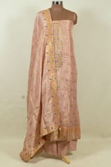 Peach Colour Dola Silk Embroidered Shirt with Bottom and Dola Silk Jacquard Dupatta