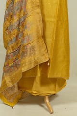 Yellow Colour Chanderi Embroidered Shirt with Bottom and Banarasi Silk Printed Dupatta