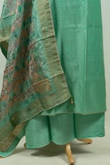 Sea Green Colour Chanderi Embroidered Shirt with Bottom and Banarasi Silk Printed Dupatta