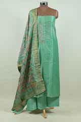 Sea Green Colour Chanderi Embroidered Shirt with Bottom and Banarasi Silk Printed Dupatta