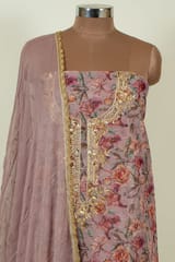 Move Colour Organza Embroidered Shirt with Bottom and Chiffon Embroidered Dupatta