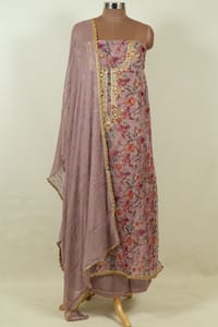 Move Colour Organza Embroidered Shirt with Bottom and Chiffon Embroidered Dupatta