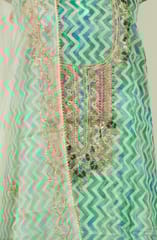 Green Colour Organza Embroidered Shirt with Bottom and Organza Embroidered Dupatta