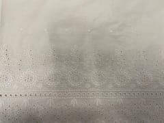 Cream Border Color Floral Cotton Chikan Fabric