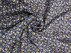 Navy Blue Floral Double Georgette Print Fabric