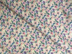 Pista Color Floral Double Georgette Print Fabric