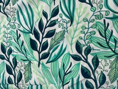 Green White Leaves Double Georgette Fabric