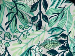 Green White Leaves Double Georgette Fabric