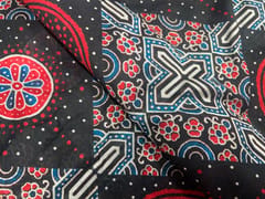 Black Abstract Chanderi Fabric