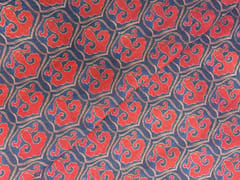 Navy Blue Red Abstract Chanderi Fabric