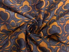 Black Mustard Floral Chanderi Fabric