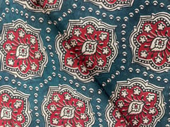 Rama Green Abstract Chanderi Fabric