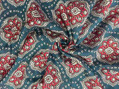 Rama Green Abstract Chanderi Fabric