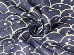 Navy Blue Geometric Chanderi Fabric