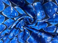 Black Blue Abstract Chanderi Fabric