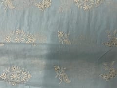 Sky Blue Floral Cotton Embroidery Fabric