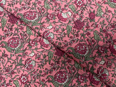 Pink Floral Chanderi Fabric
