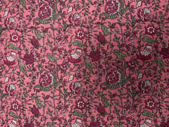 Pink Floral Chanderi Fabric