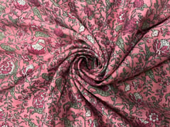 Pink Floral Chanderi Fabric