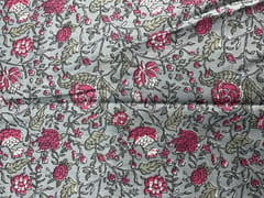 Grey Floral Chanderi Fabric