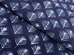 Navy Blue Leaves Chanderi Fabric