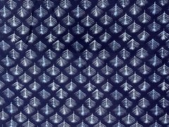 Navy Blue Leaves Chanderi Fabric