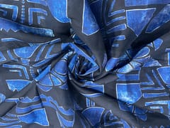Navy Blue Abstract Chanderi Fabric