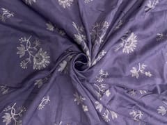 Lilac Floral Cotton Embroidery Fabric