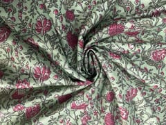 Sea Green Floral Chanderi Fabric