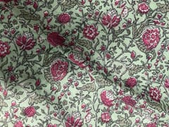 Sea Green Floral Chanderi Fabric
