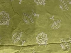 Lemon Yellow Floral Cotton Embroidery Fabric