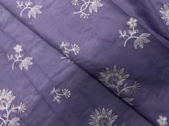 Lilac Floral Cotton Embroidery Fabric