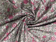 Light Grey Floral Chanderi Fabric