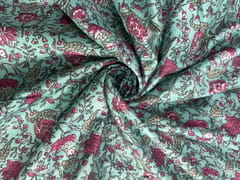 Sky Blue Floral Chanderi Fabric