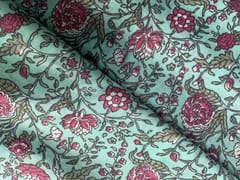 Sky Blue Floral Chanderi Fabric