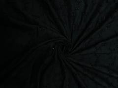 Black Color Floral Cotton Chikan Fabric