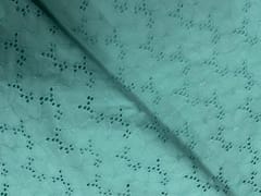 Sea Green Floral Cotton Chikan Fabric