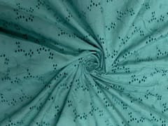 Sea Green Floral Cotton Chikan Fabric
