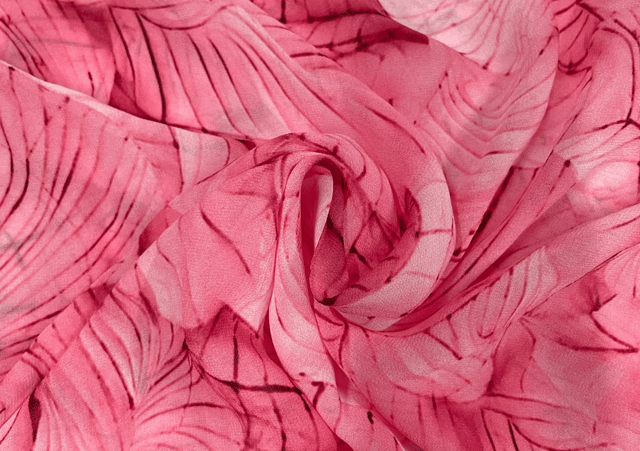 Pink Abstract Georgette Fabric