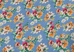 Blue Multicolor Floral Printed Georgette Fabric