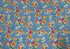 Blue Multicolor Floral Printed Georgette Fabric