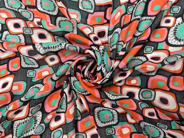 MultiColour Abstract Chiffon Fabric