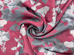 Pink Floral Medium Silk Fabric