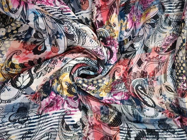 MultiColour Floral Chiffon Fabric