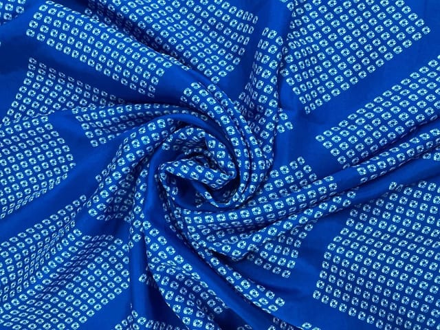 Royal Blue Abstract Upada Silk Fabric