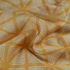 Mustard Colour Georgette Satin Bandhni Printed Fabric (1Meter Cut Piece)