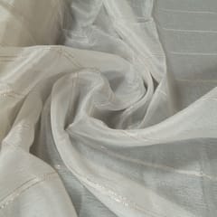Dyeable Chiffon Zari Stripes Fabric